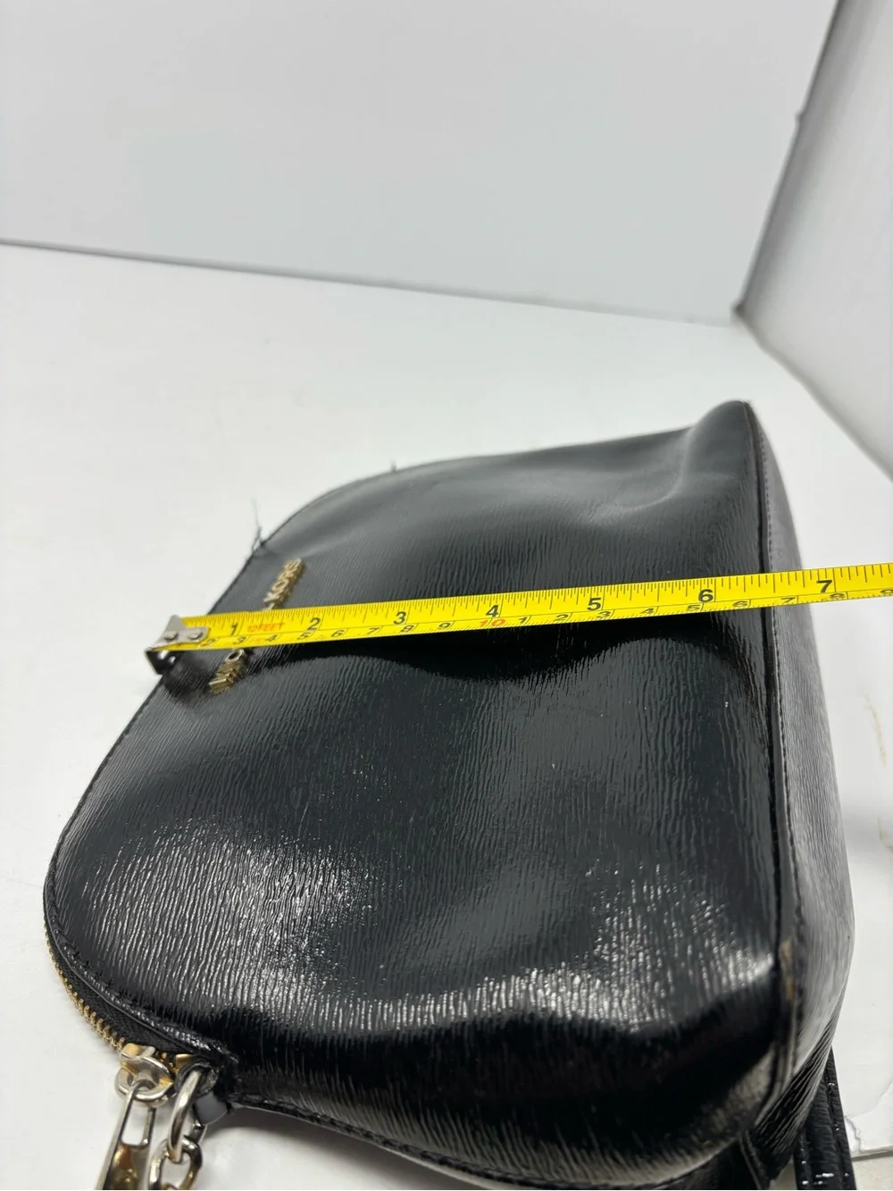 Michael Kors Black Patent Leather Crossbody with Chain Accent